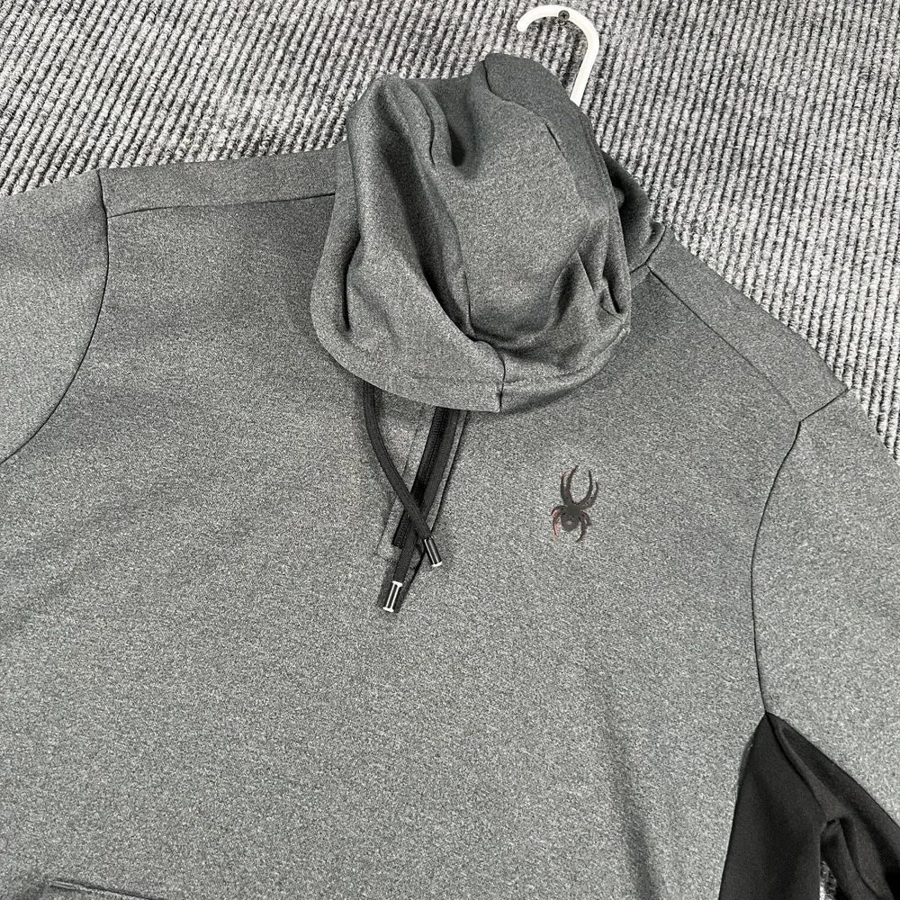 Spyder‎ Hoodie Sweatshirt Mens Medium Gray Long Sleeve 1/4 Zip Pullover Active